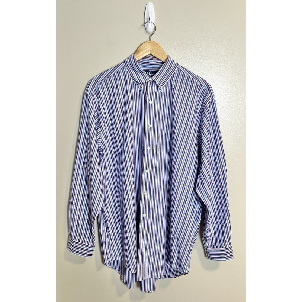 Polo Ralph Lauren Vtg Yarmouth Striped Button Down Shirt Men's Sz 17 34/35